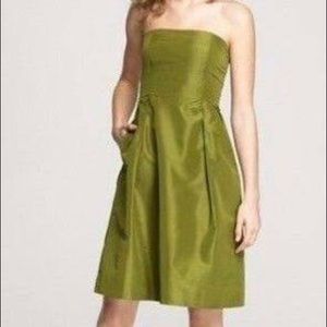 J.Crew Silk Taffeta Strapless Dress Green